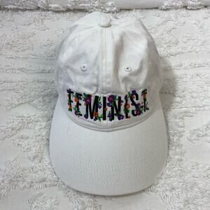 SHE PWR FEMINIST Baseball Cap Hat White Granola Girl Neutral Athleisure Sporty